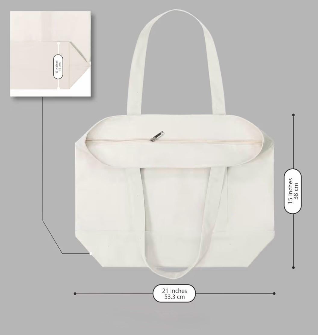 Custom Phrase/Name Embroidered Tote Bag, Canvas Grocery Bag, Bridesmaid Gifts, Holiday Teen Gift, Sister Gift, Christmas Gift, Personalized