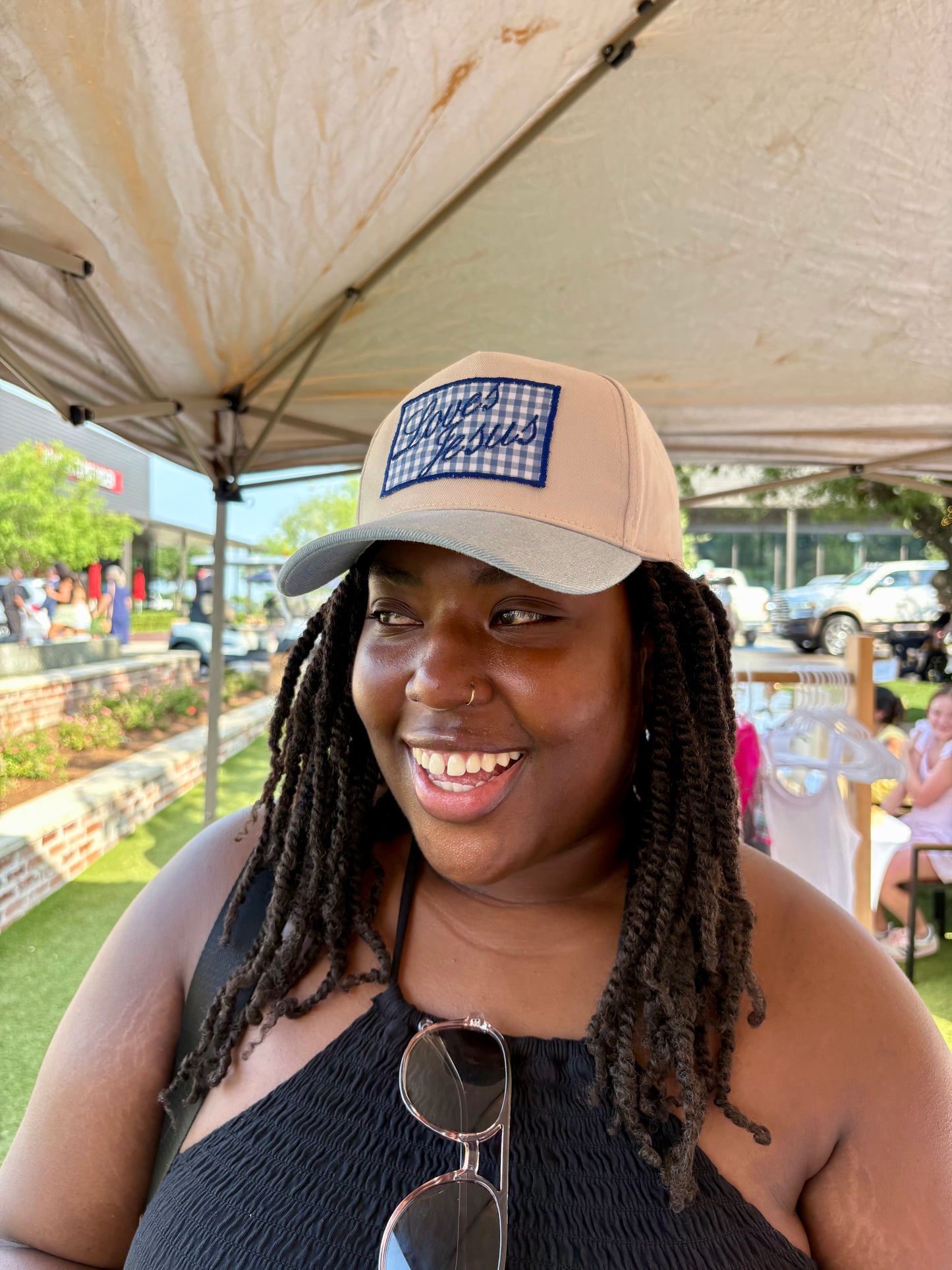 “Loves Jesus” Gingham Blue Hat