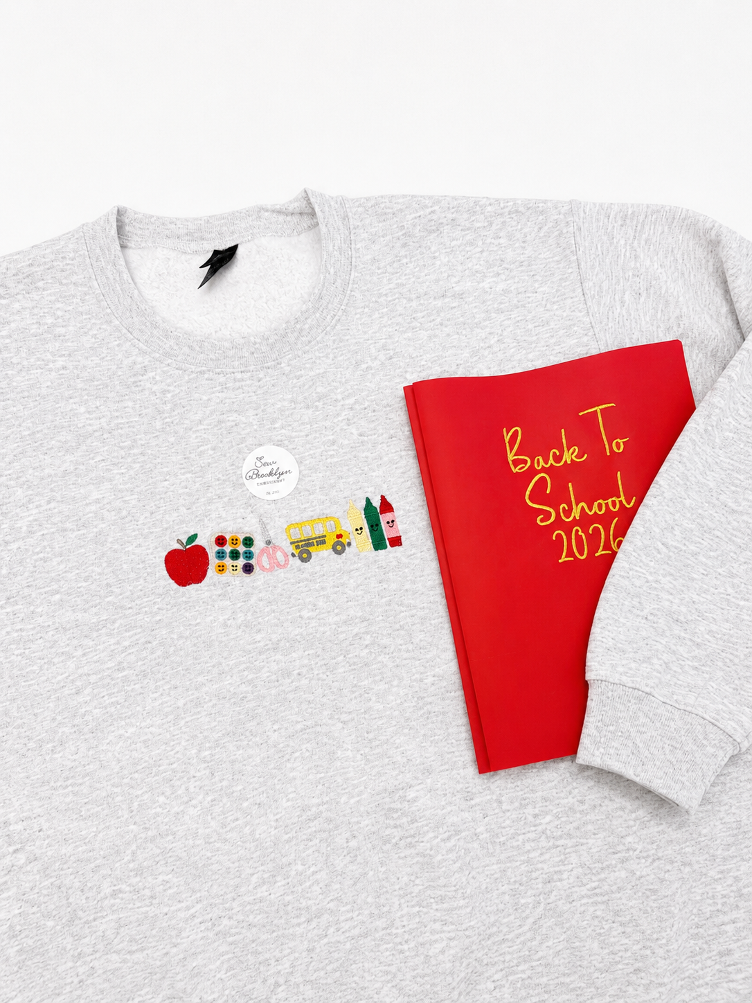 Back To School Supplies Embroidered Sweatshirt