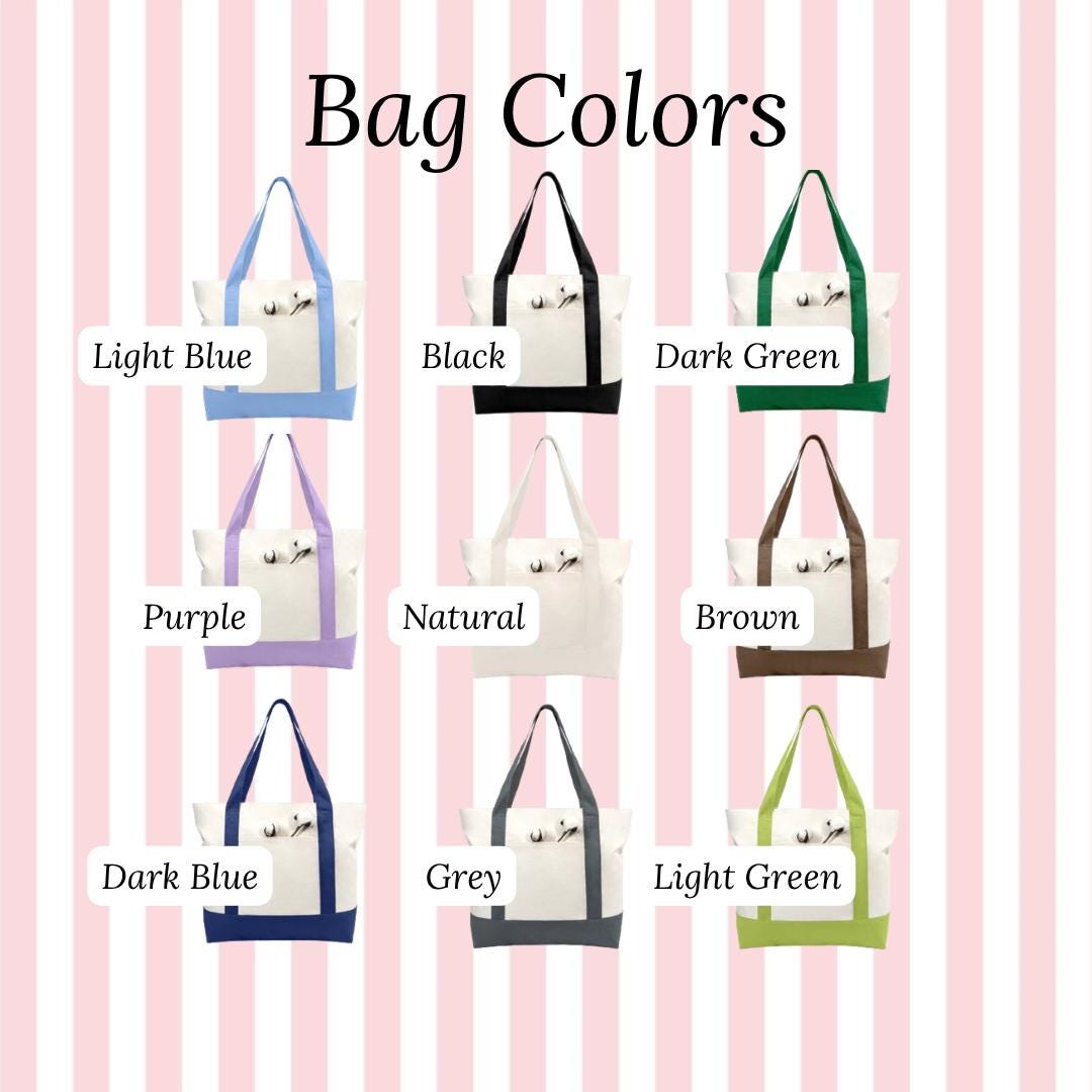 Custom Phrase/Name Embroidered Tote Bag, Canvas Grocery Bag, Bridesmaid Gifts, Holiday Teen Gift, Sister Gift, Christmas Gift, Personalized