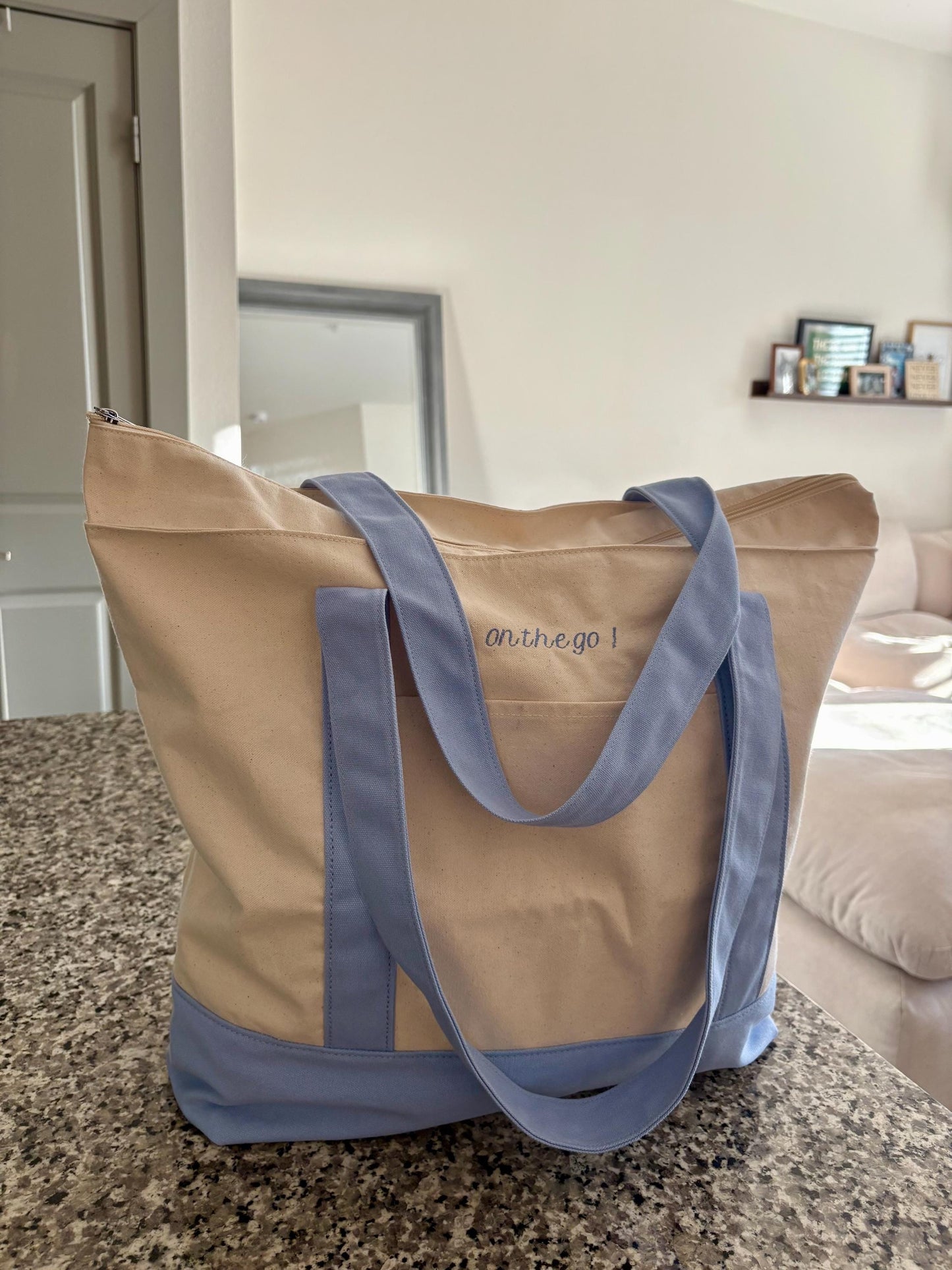 Custom Phrase/Name Embroidered Tote Bag, Canvas Grocery Bag, Bridesmaid Gifts, Holiday Teen Gift, Sister Gift, Christmas Gift, Personalized