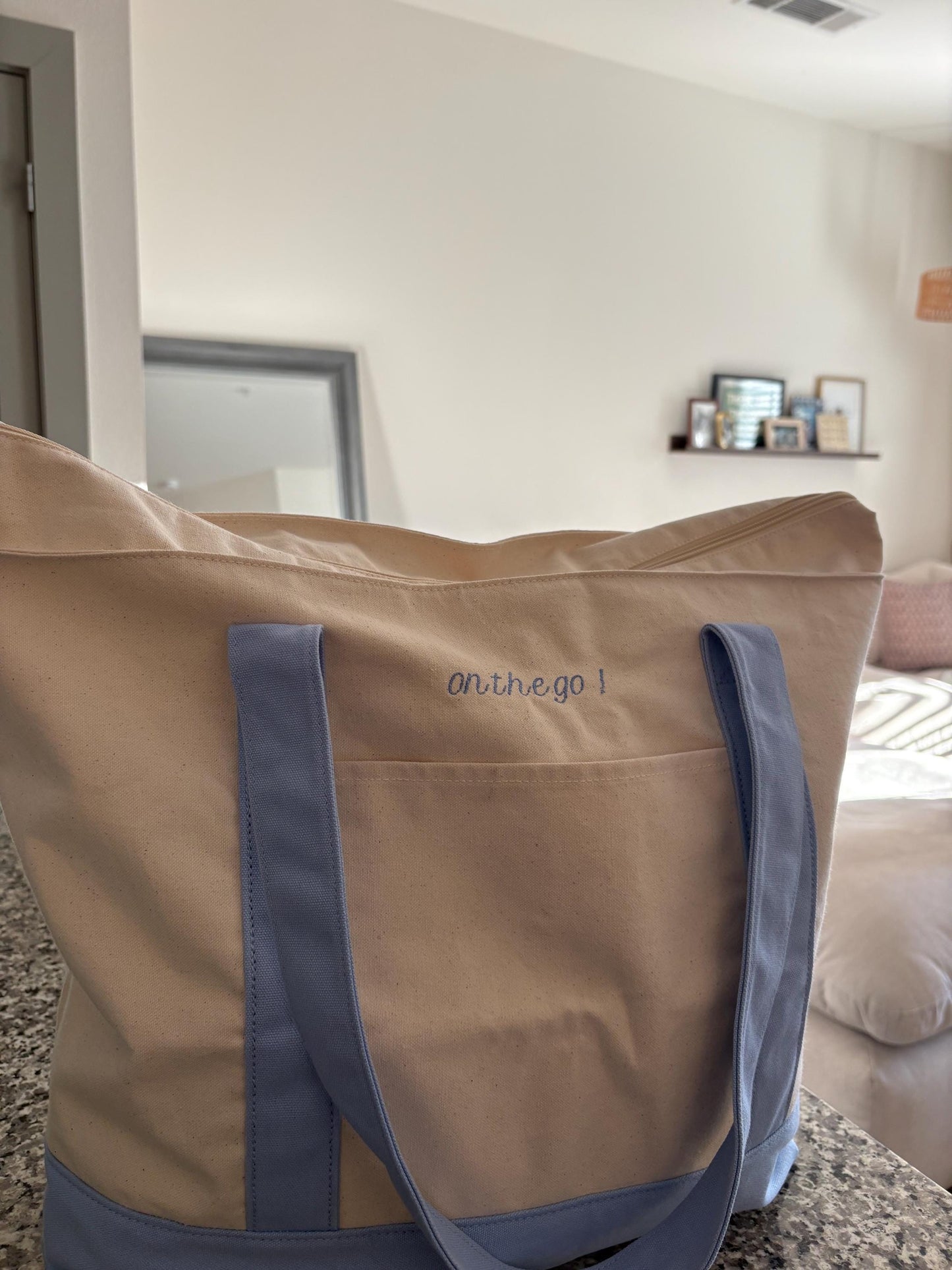 Custom Phrase/Name Embroidered Tote Bag, Canvas Grocery Bag, Bridesmaid Gifts, Holiday Teen Gift, Sister Gift, Christmas Gift, Personalized