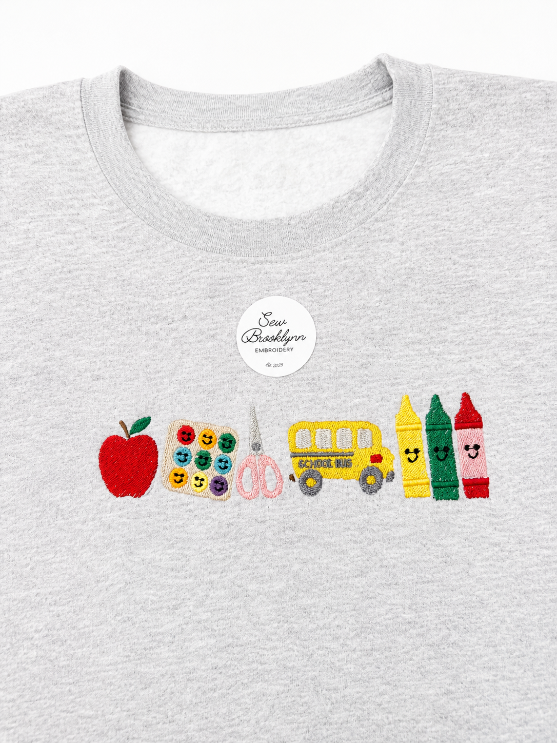 Back To School Supplies  Embroidered Sweatshirt