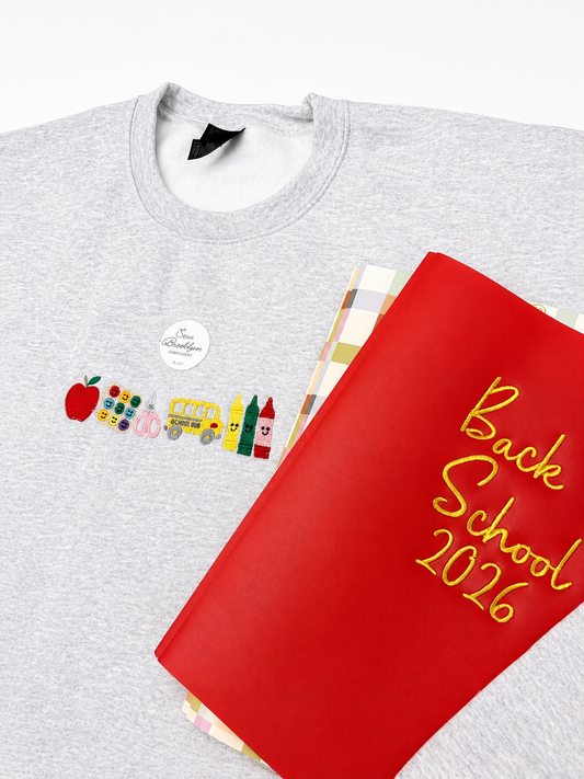 Back To School Supplies  Embroidered Sweatshirt