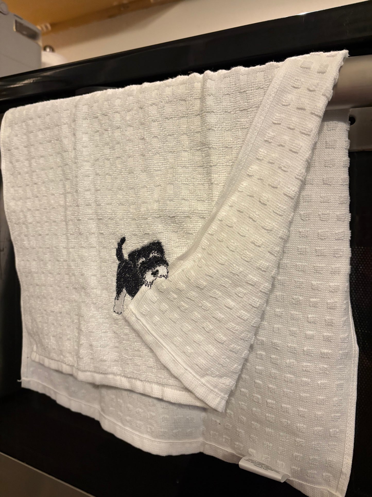 Playful Schnauzer Kitchen Towel