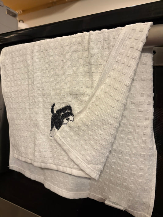 Playful Schnauzer Kitchen Towel
