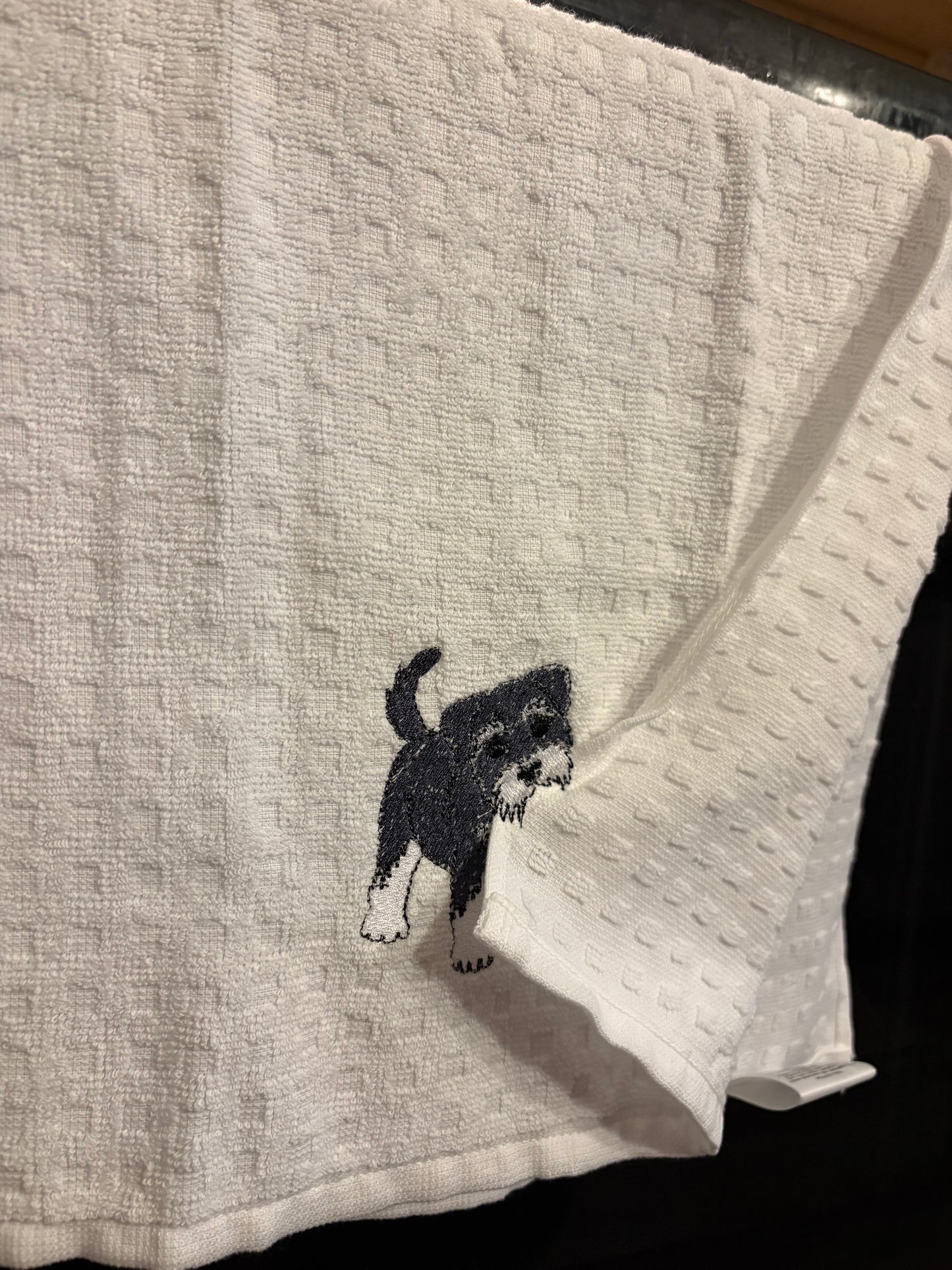 Playful Schnauzer Kitchen Towel