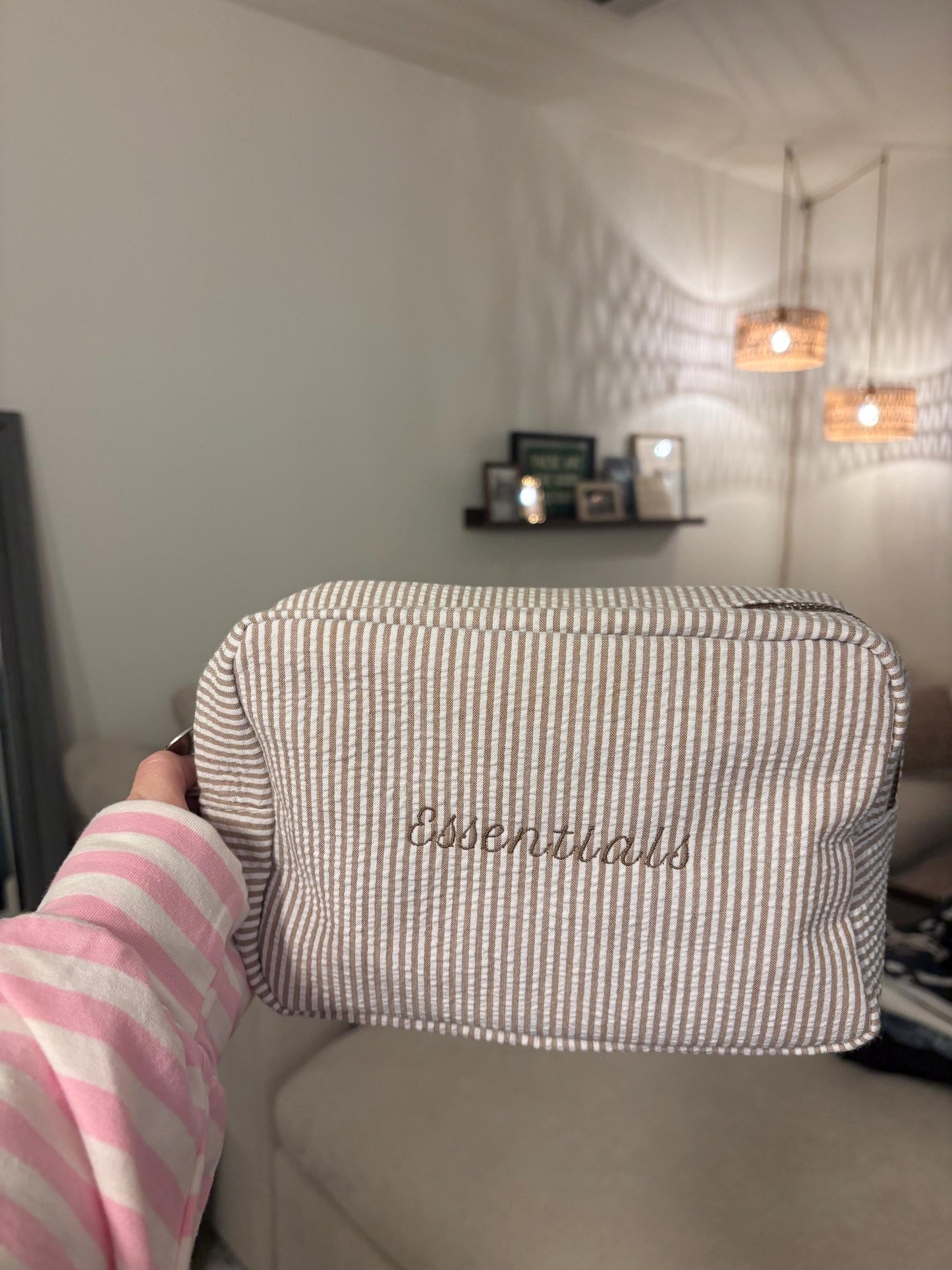 Seersucker Embroidered Makeup Bag | Embroidered Makeup Bag | Personalized Bag | Bridesmaid Gifts | Christmas Gifts