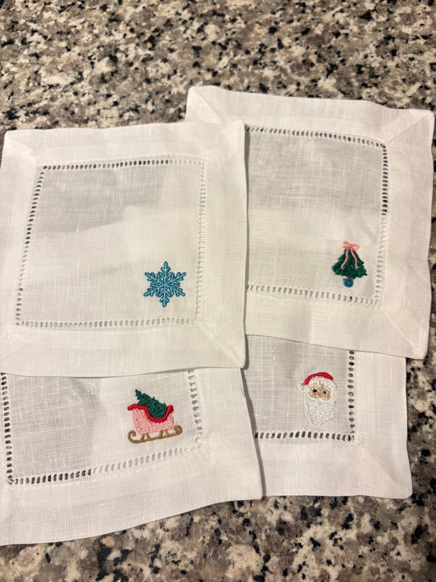 Christmas Cocktail Napkins Set of Four | Holiday Napkin, Santa Napkin