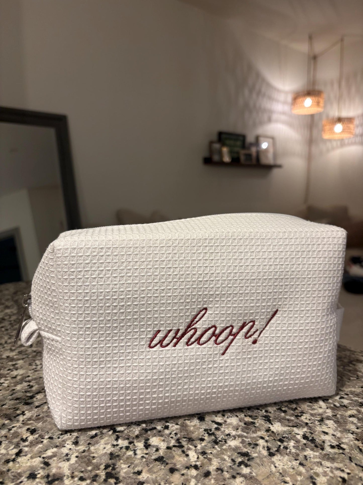 Waffle Embroidered Makeup Bag | Embroidered Makeup Bag | Personalized Bag | Bridesmaid Gifts | Christmas Gifts | Toiletry Bag