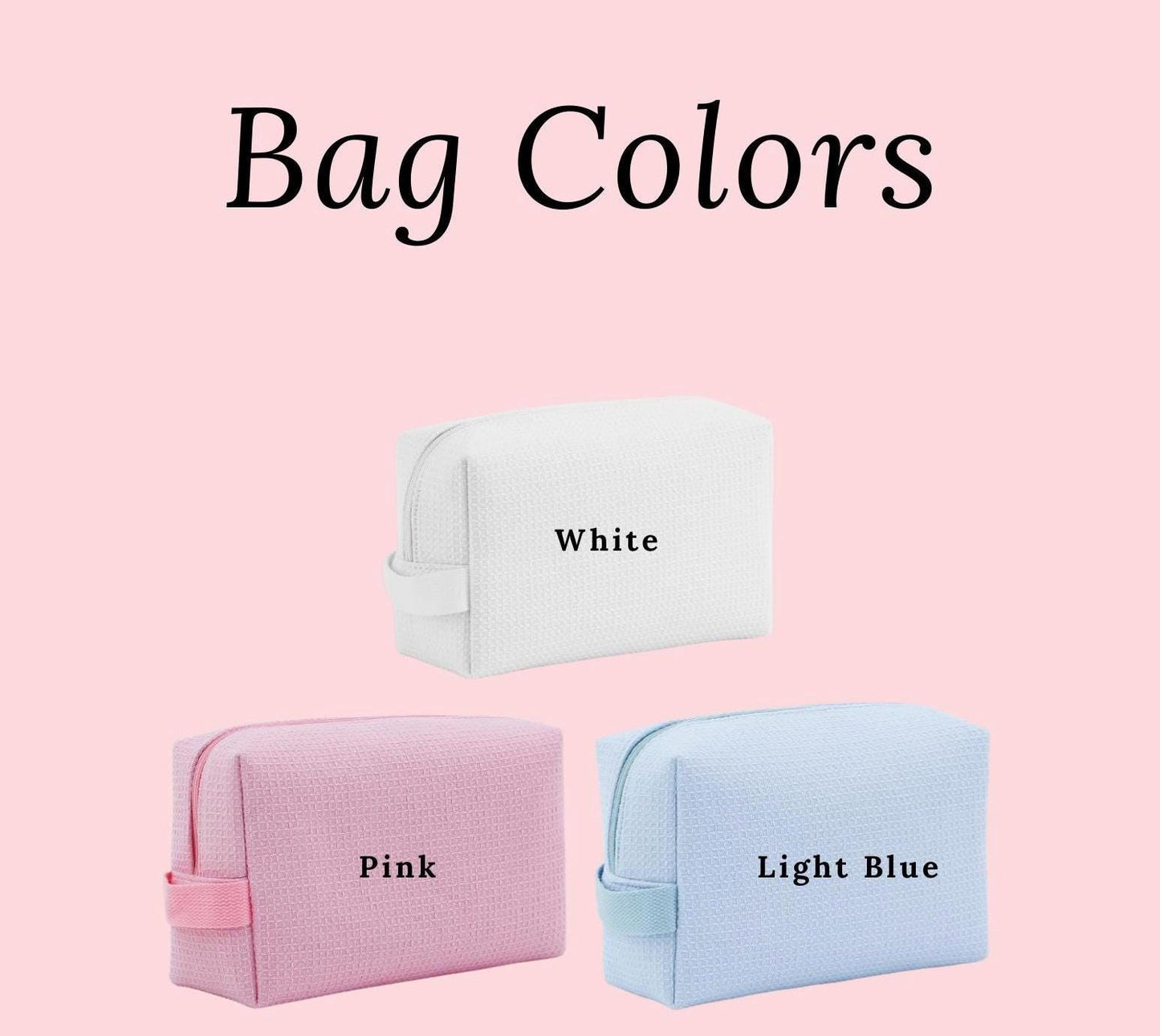 Waffle Embroidered Makeup Bag | Embroidered Makeup Bag | Personalized Bag | Bridesmaid Gifts | Christmas Gifts | Toiletry Bag