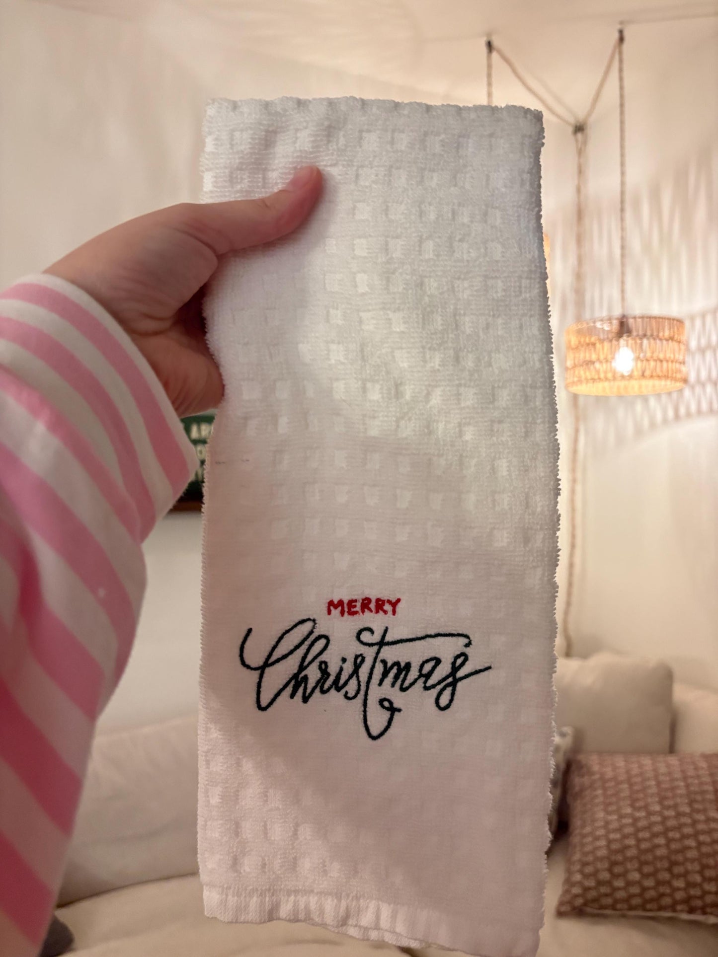 Merry Christmas Tea Towel, Holiday Kitchen Towel, Christmas Hand Towel, Kitchen Decor Holiday, Christmas Home Decor, Kitchen Towel