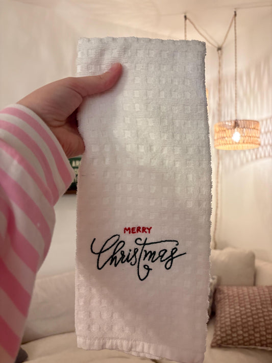 Merry Christmas Tea Towel, Holiday Kitchen Towel, Christmas Hand Towel, Kitchen Decor Holiday, Christmas Home Decor, Kitchen Towel