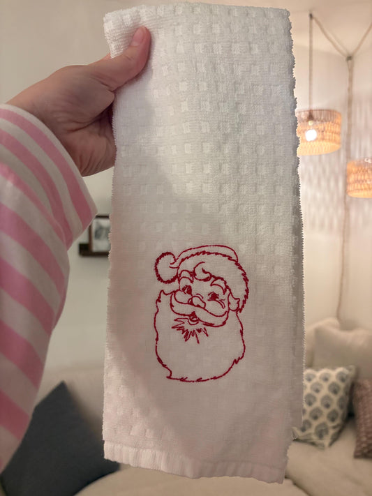 Santa Holiday Towel, Holiday Kitchen Towel, Christmas Hand Towel, Kitchen Decor Holiday, Christmas Home Decor, Kitchen Towel