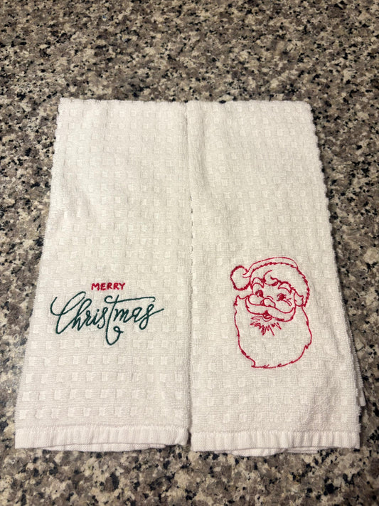 Santa Holiday Towel, Holiday Kitchen Towel, Christmas Hand Towel, Kitchen Decor Holiday, Christmas Home Decor, Kitchen Towel