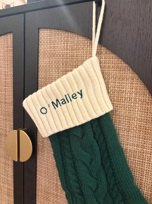 Custom Embroidered Knit Christmas Stocking | Personalized Embroidered Christmas Stocking