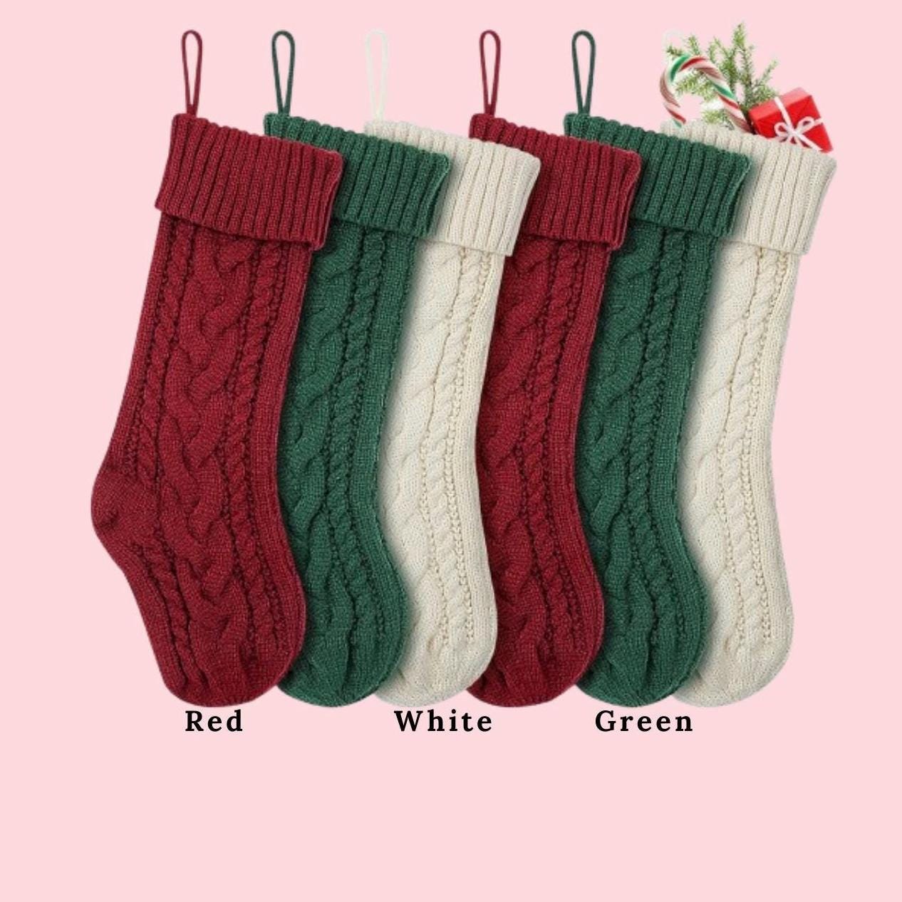 Custom Embroidered Knit Christmas Stocking | Personalized Embroidered Christmas Stocking